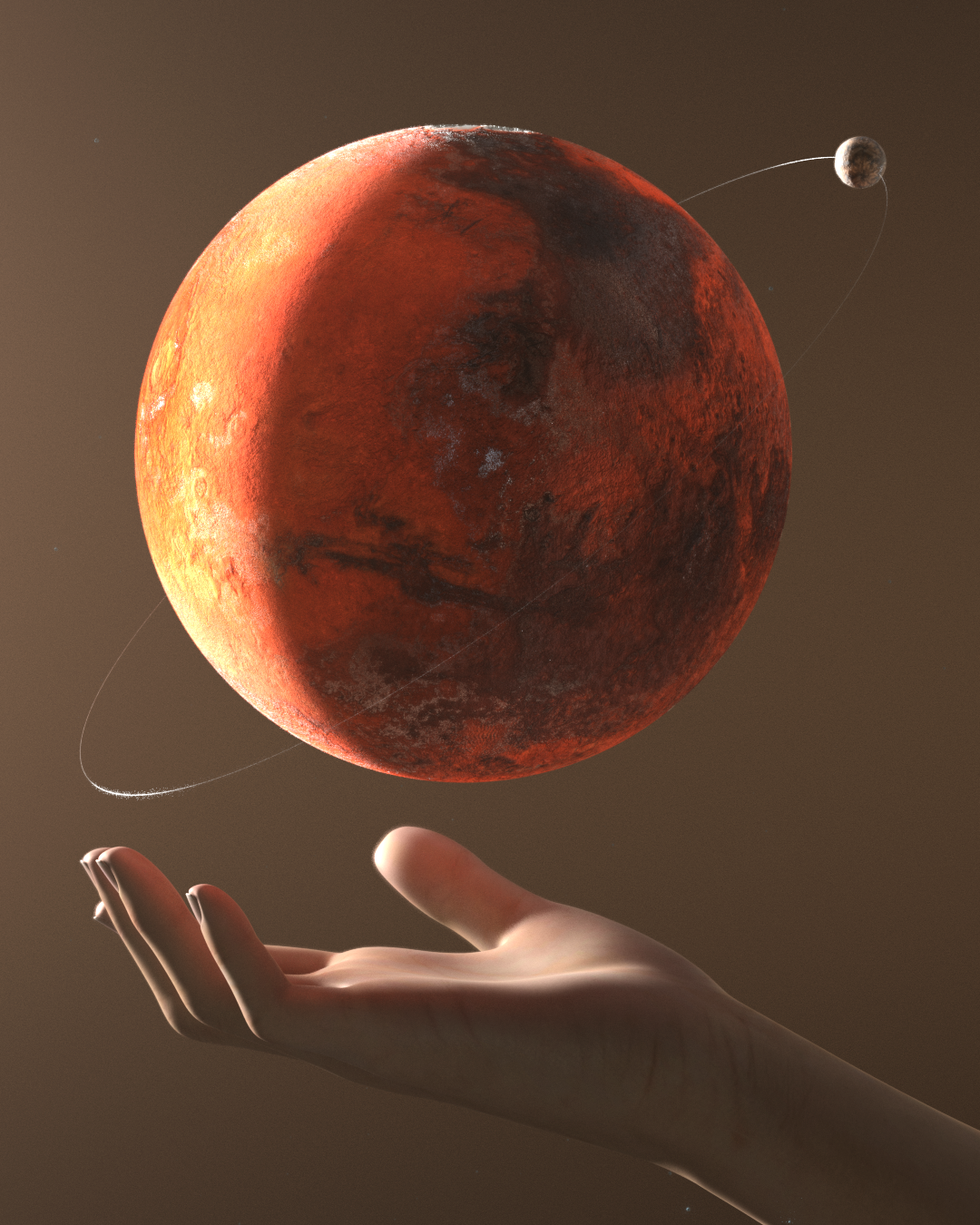 Arte 3D Mars on the Hand